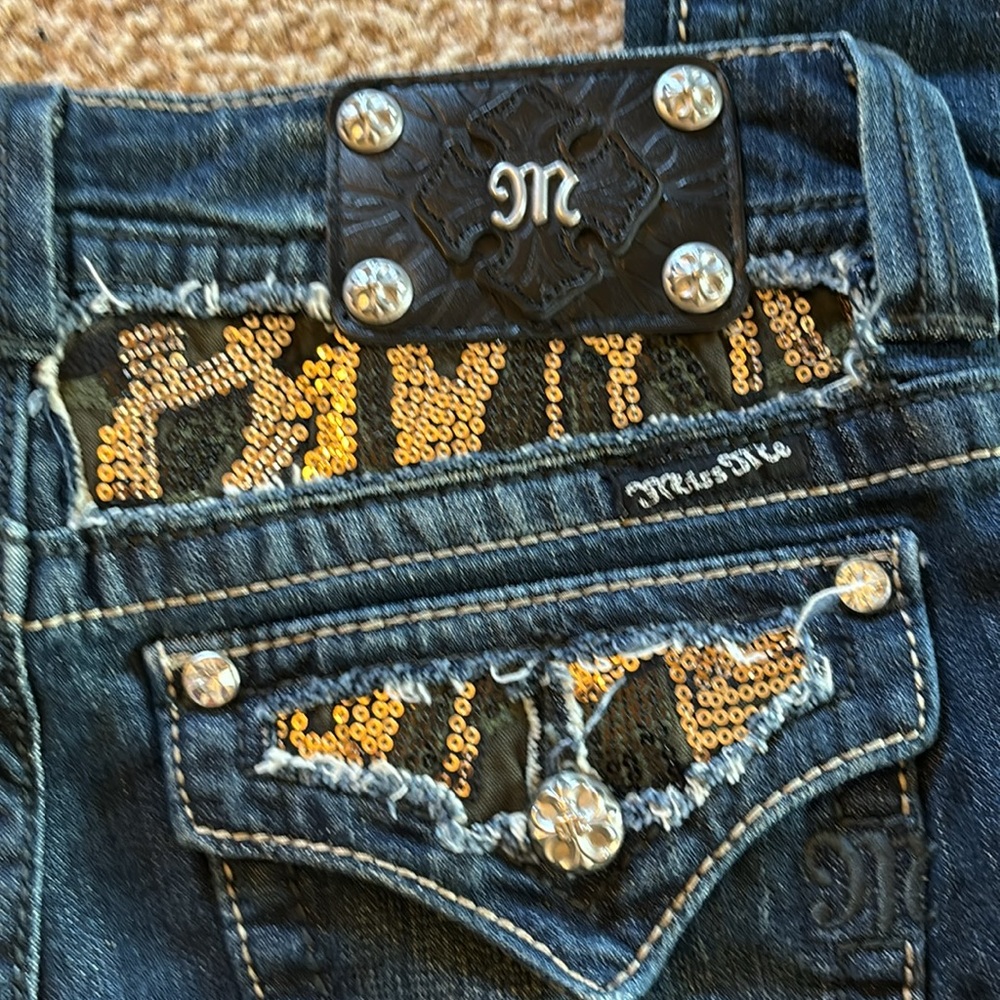 Miss Me sequence and rhinestone embellished denim jean